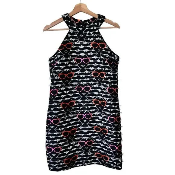 Anthropologie Hutch Sunglasses print artsy Shift halter art to wear Dress S - Picture 4 of 11